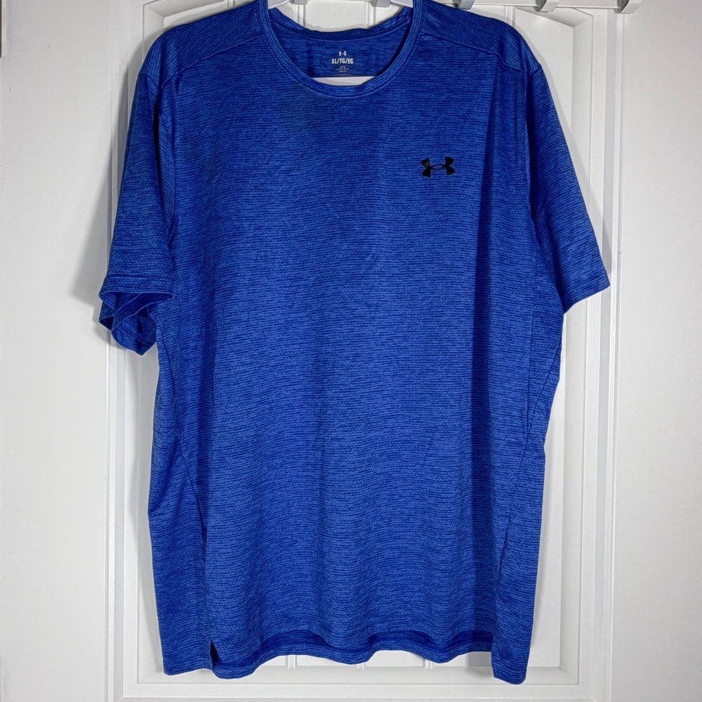 Under Armour Mens XL Blue Space Dye Heather Loose Fit Short Sleeve Training Tee